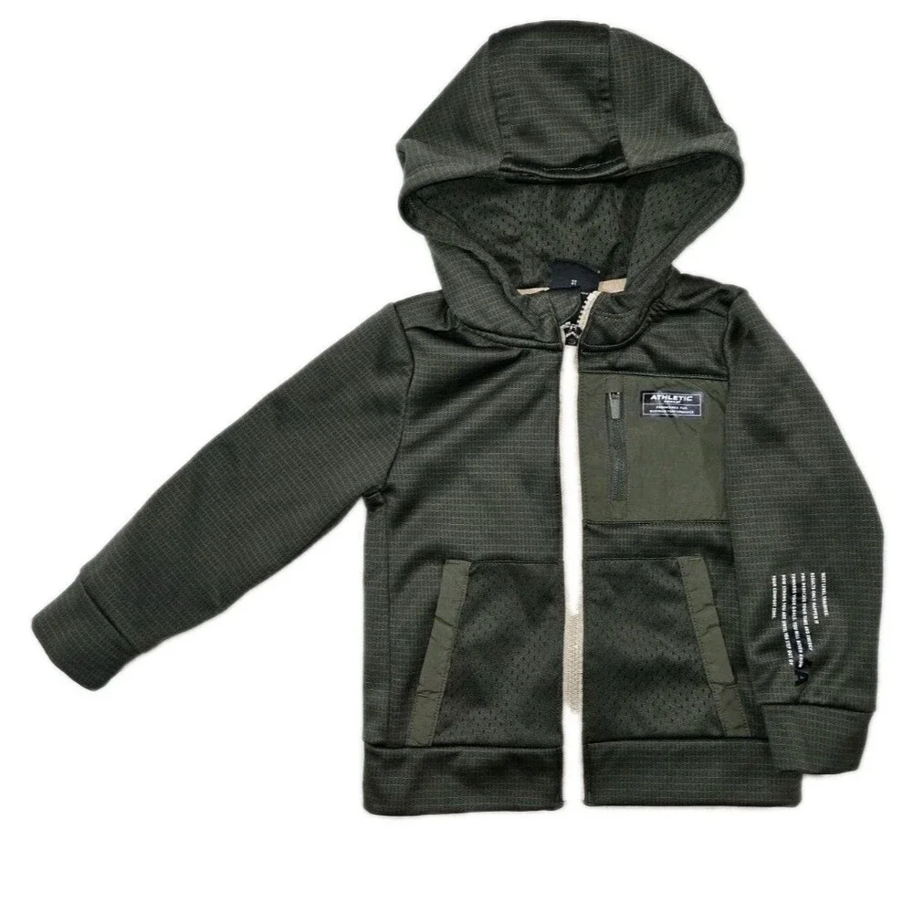 Lot Of 2 Boys Athletic Works Full Zip Hoodie Jacket Size 3T Gray Green